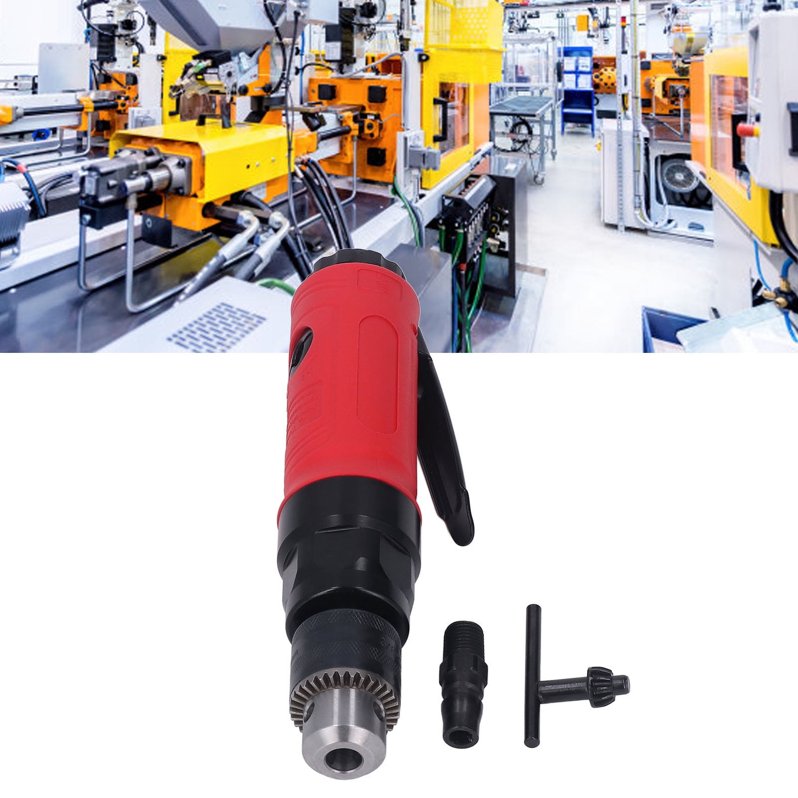 3/8in  Straight Drill, Pneumatic Power Drill 2500rpm Labor Saving Zinc Alloy Body  for Drilling Projects