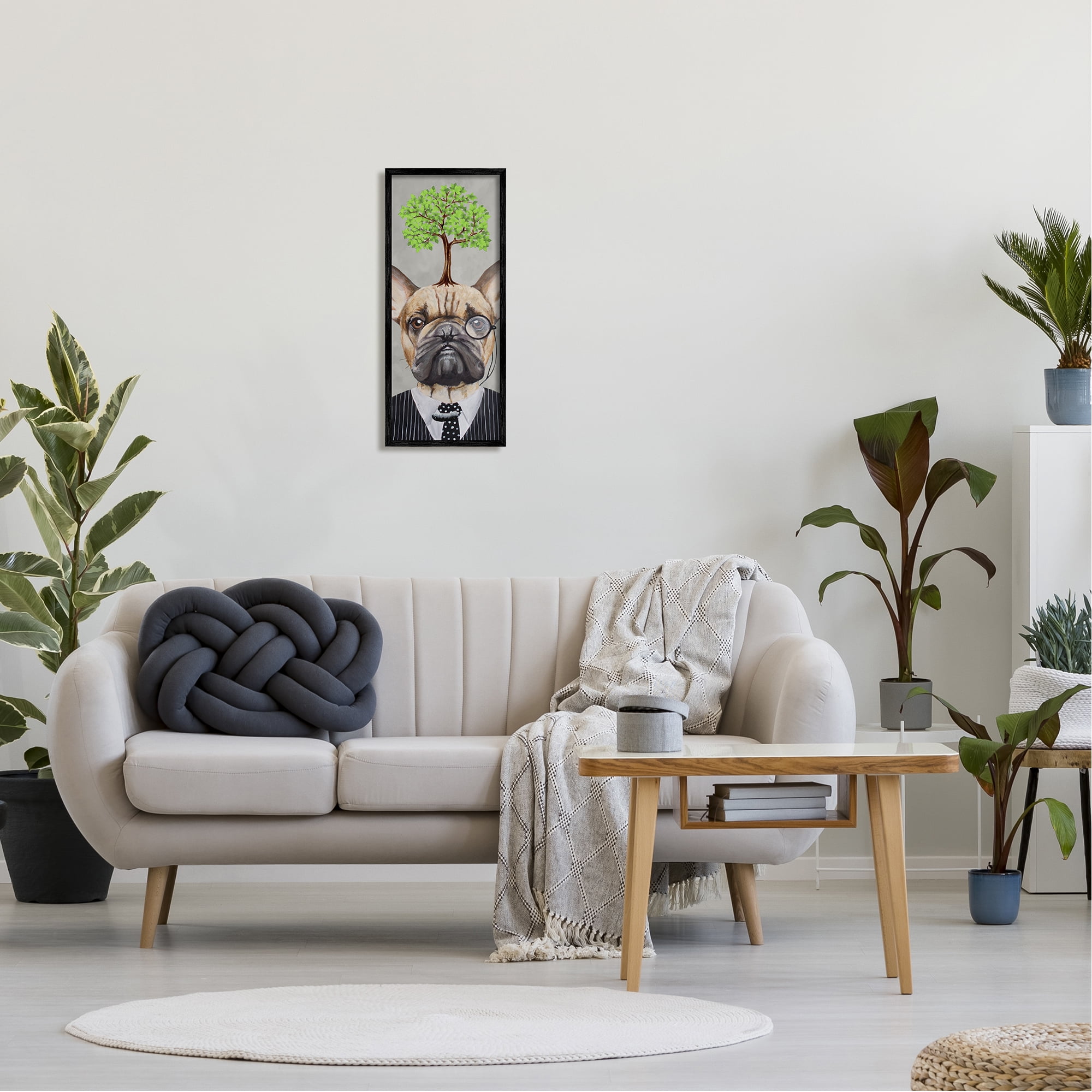 Stupell Industries Dog Wearing Suit Botanical Tree Animals & Insects Painting Black Framed Art Print Wall Art