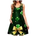 thumbnail image 2 of Viikei Womens Dresses Short Sleeve Casual Summer,Plus Size Summer Maxi Dress for Women,St. Patrick's Day Women's Casual Plus-size Sleeveless Crew Neck Short Dress Green M, 2 of 5