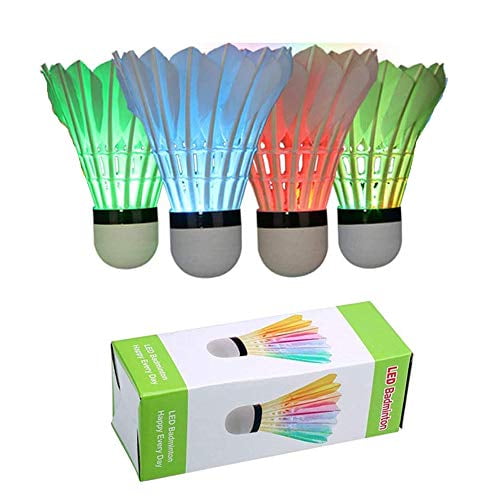Zhenan LED Badminton Shuttlecocks Dark Night Glow Birdies Lighting Feather 4pcs for sale online 
