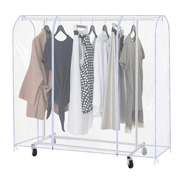 PVC Clear Clothes Garment Rack Cover Organizer For Storage Suit Dress Coat Jacket 70x20x60in