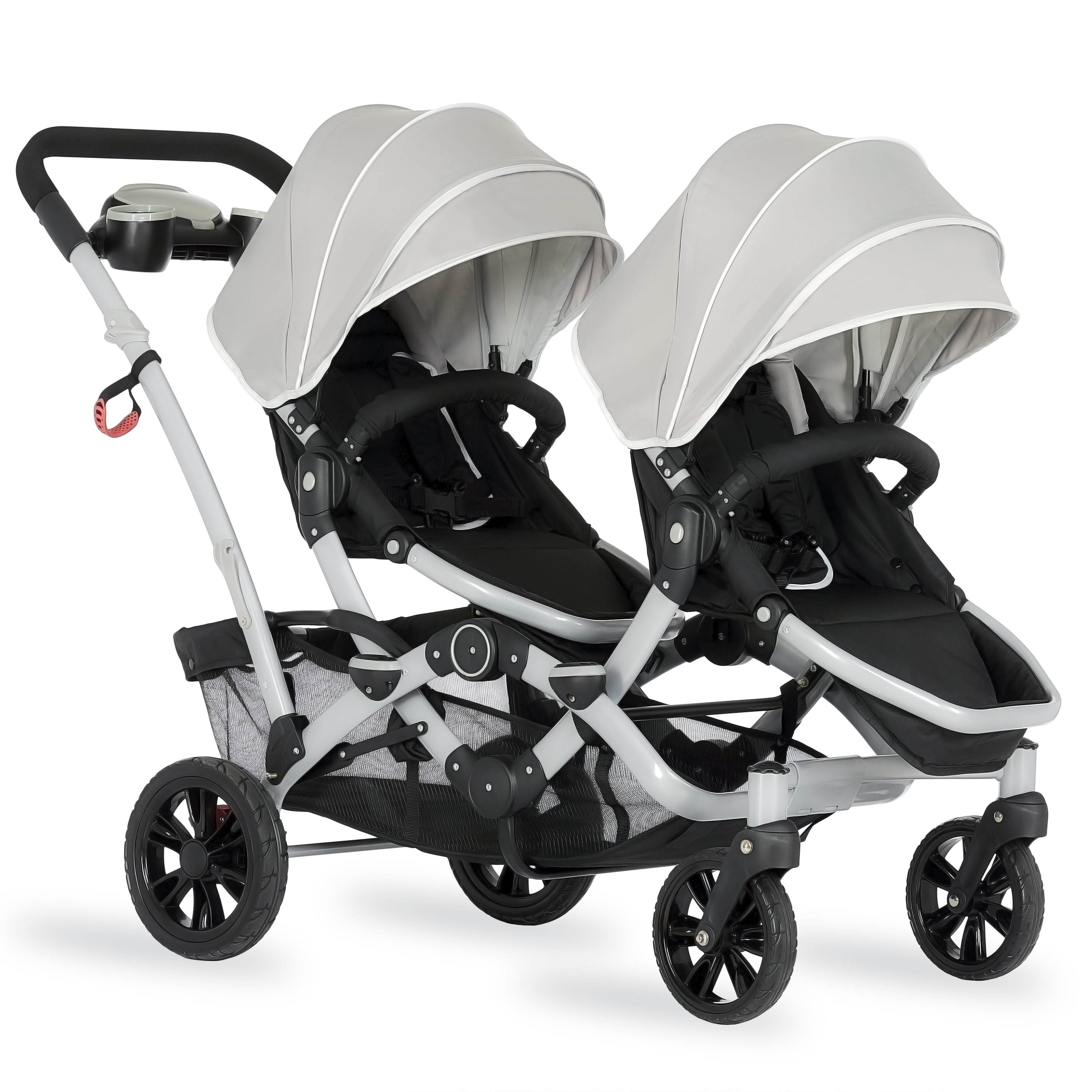Carseat Baby Tandem Double Twin Pram Travel System Grey Carrycot & Raincover 