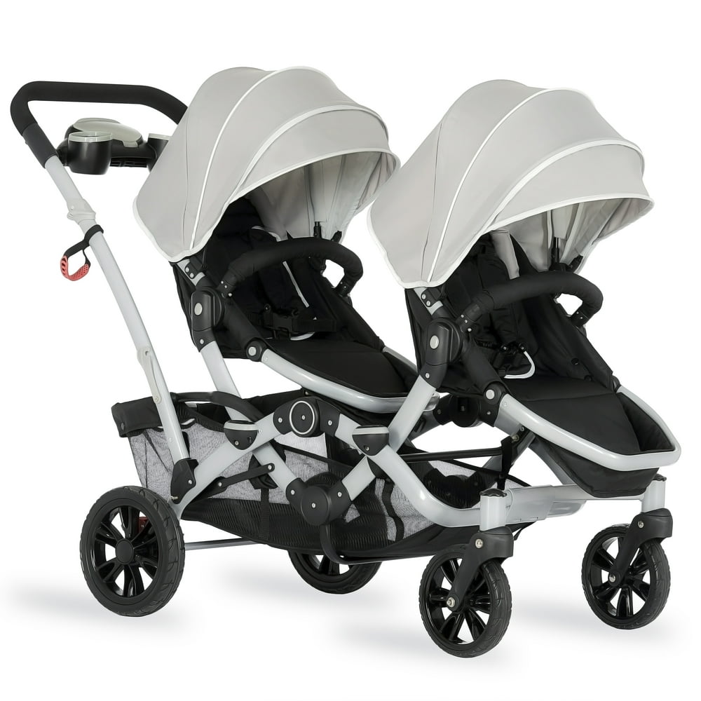 Dream On Me Track Tandem Stroller Face to Face Edition in Light Grey