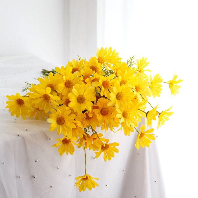 Margaritas para decoración del hogar, ramo de flores artificiales de margaritas, flores falsas, flores falsas, probadas profesionalmente Jadeshay A