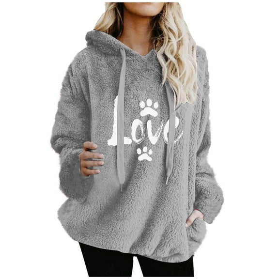 CLOISE Lightweight Hoodies for Women Pullover Pockets Plus Size Sweatshirt Heart Long Sleeve Pullover Fleece Clothes