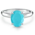 thumbnail image 3 of Gem Stone King 10K White Gold Green Turquoise Engagement Ring for Women | 1.50 Cttw | Oval 9X7MM | Gemstone Birthstone | Size 5, 3 of 6
