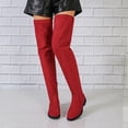 thumbnail image 5 of SACFOF Women's Over The Knee Thigh High Chunky Low Flat Heel Boots Long Stretch Zipper Sexy Fall Fashion Boots Black Red Purple US5-11, 5 of 6