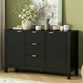 thumbnail image 3 of Harper & Bright Designs Wood Sideboard Cabinet with Storage, Modern Fluted Accent Cabinet with Doors and Drawers for Entryway, Living Room, Foyer, Black, 3 of 14