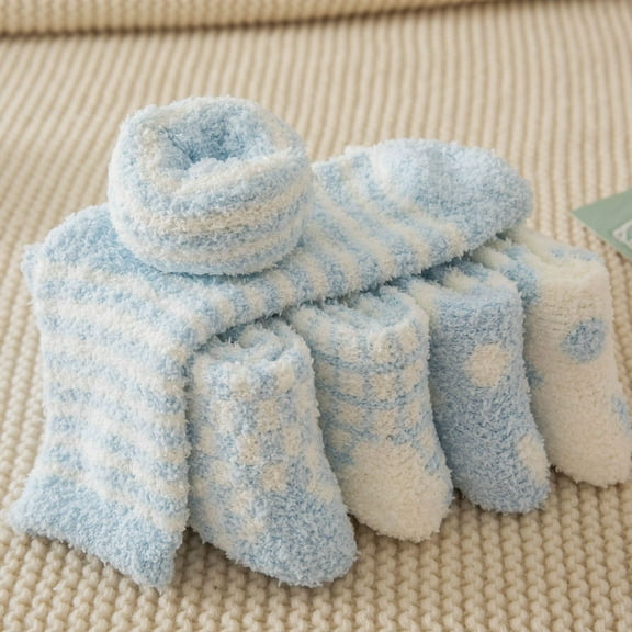 Monebena 5 Pairs Womens Fuzzy Socks Winter Warm Fluffy Socks Athletic Outdoor Sports Socks Thick Soft Warm Fuzzy Socks M01