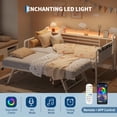 thumbnail image 4 of Daybed with Trundle Bed, Twin Bed Frame with Storage Headboard & Charging Station and LED Light, Heavy Duty Metal Day Bed Pop Up Trundle Bed for Living Room,Bedroom, White, 4 of 8
