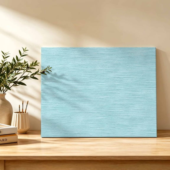 Sky Blue Canvas Wall Art, Modern Minimalist Solid Color Textured Wall Art Prints Artwork Framed Canvas Ready to Hang Art Pictures for Bathroom, Dressing Table, Entryway 12" x 8"