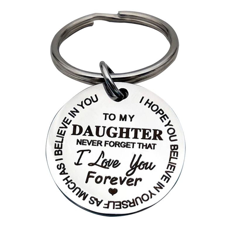 Stainless Steel Keychain Engraved To My Son Daughter Forever Love Mom Keyring GA 