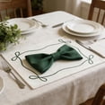 thumbnail image 5 of Linen Placemats, Embroidered Placemats, Bow Embroidery Festive Table Decorations, Natural Cotton Linen Wrinkle Resistant Tablecloth Props 19.68x11.81 Inches, 5 of 7