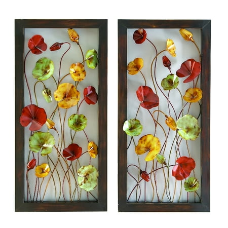 Metal Wall Plaque Set Of Two Plaques Multi Color Metal Wall Plaque Set Of Two Plaques Multi Color