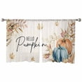 thumbnail image 2 of Sheer Curtains 54 Inches Long, Thanksgiving Wheat Botanical Vintage Light Filtering Window Curtains for Living Room, Orange Blue Pumpkin Fall Rod Pocket Voile Sheer Drapes, 52"W x 54"L, 2 Panels, 2 of 9