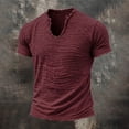 thumbnail image 3 of Men's Casual Linen T Shirts V Neck Short Sleeve Washed Shirts Raw Edges Tops Summer Beach Vacation Yoga Tops, 2XL, 3 of 7