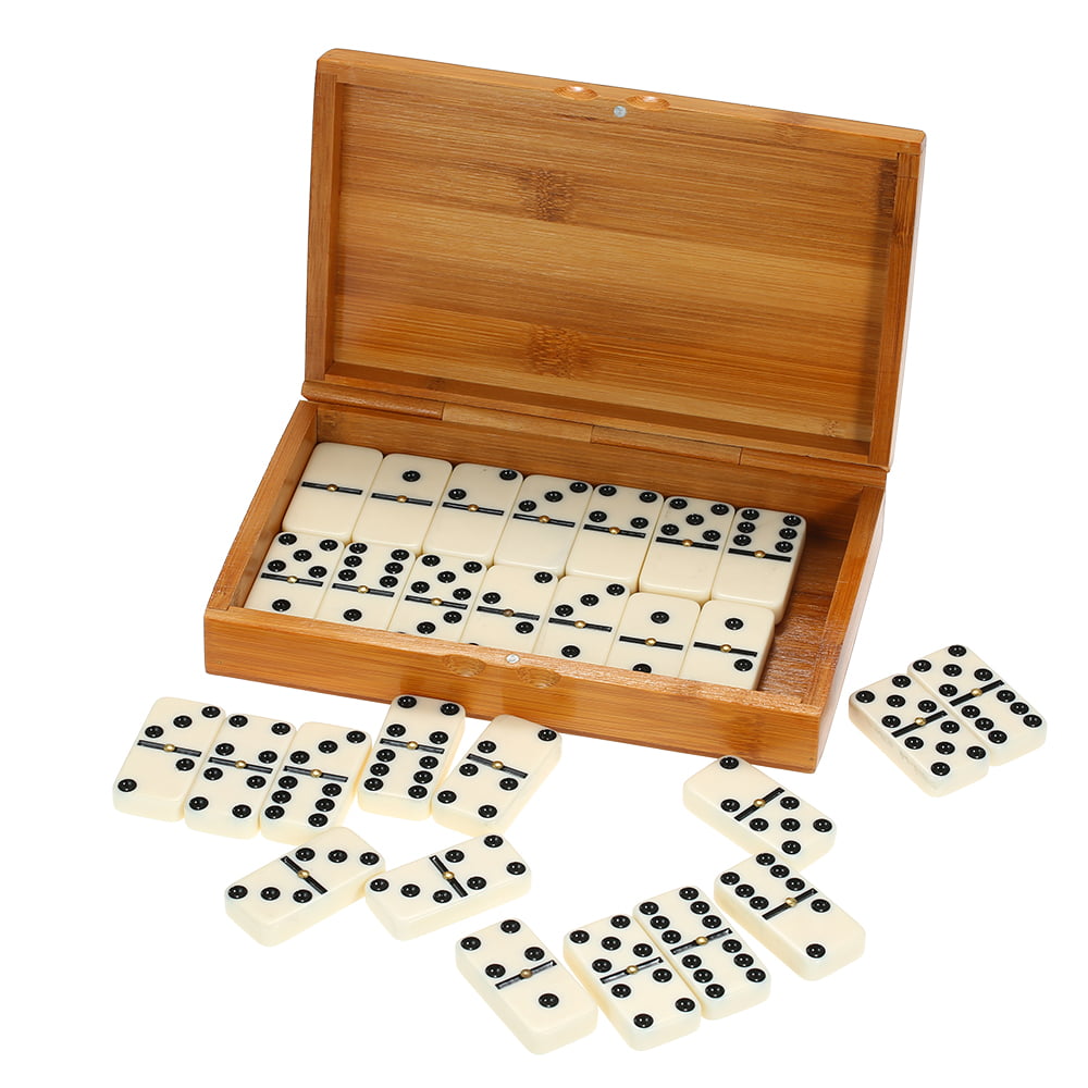 XIANGQI Entertainment Playing Chess Double Six Dominoes Set Recreational Travel Game Toy Black Dots Dominoes for Play Fun 