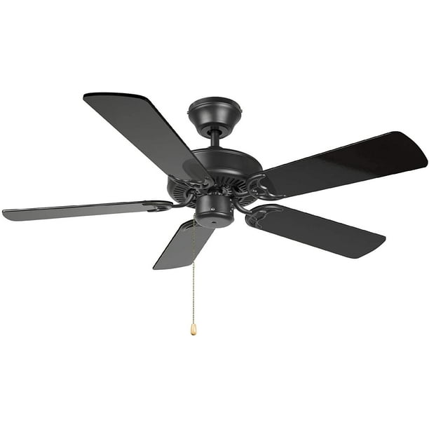 Hyperikon 42 Inch Ceiling Fan No Light 55w Remote Control And Pull Chain Black 5 Blades Com - 52 Monte Carlo Traverse White Led Hugger Ceiling Fan