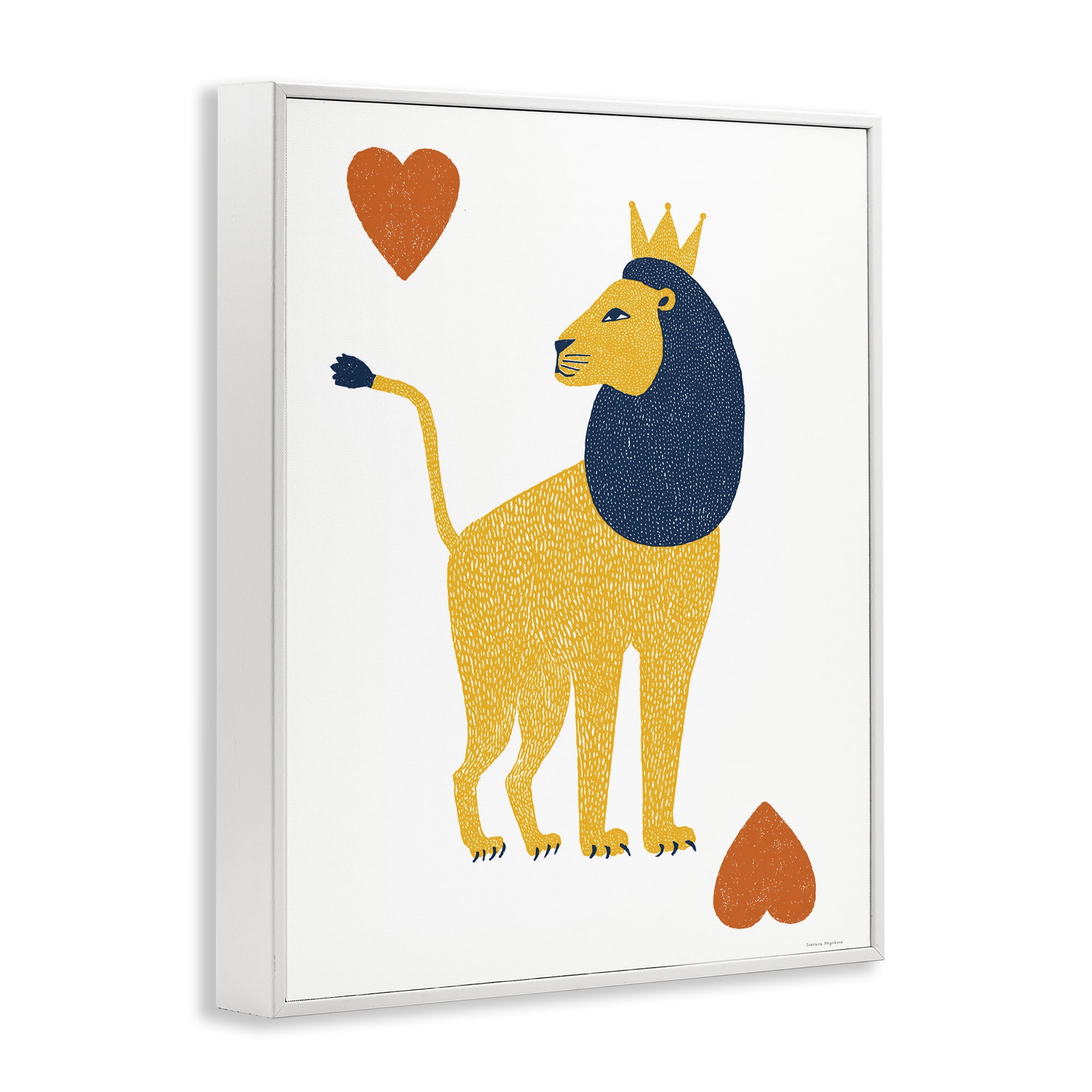 Lion & Hearts Card White Framed Giclee Art, design by Svetlana Aleynikova