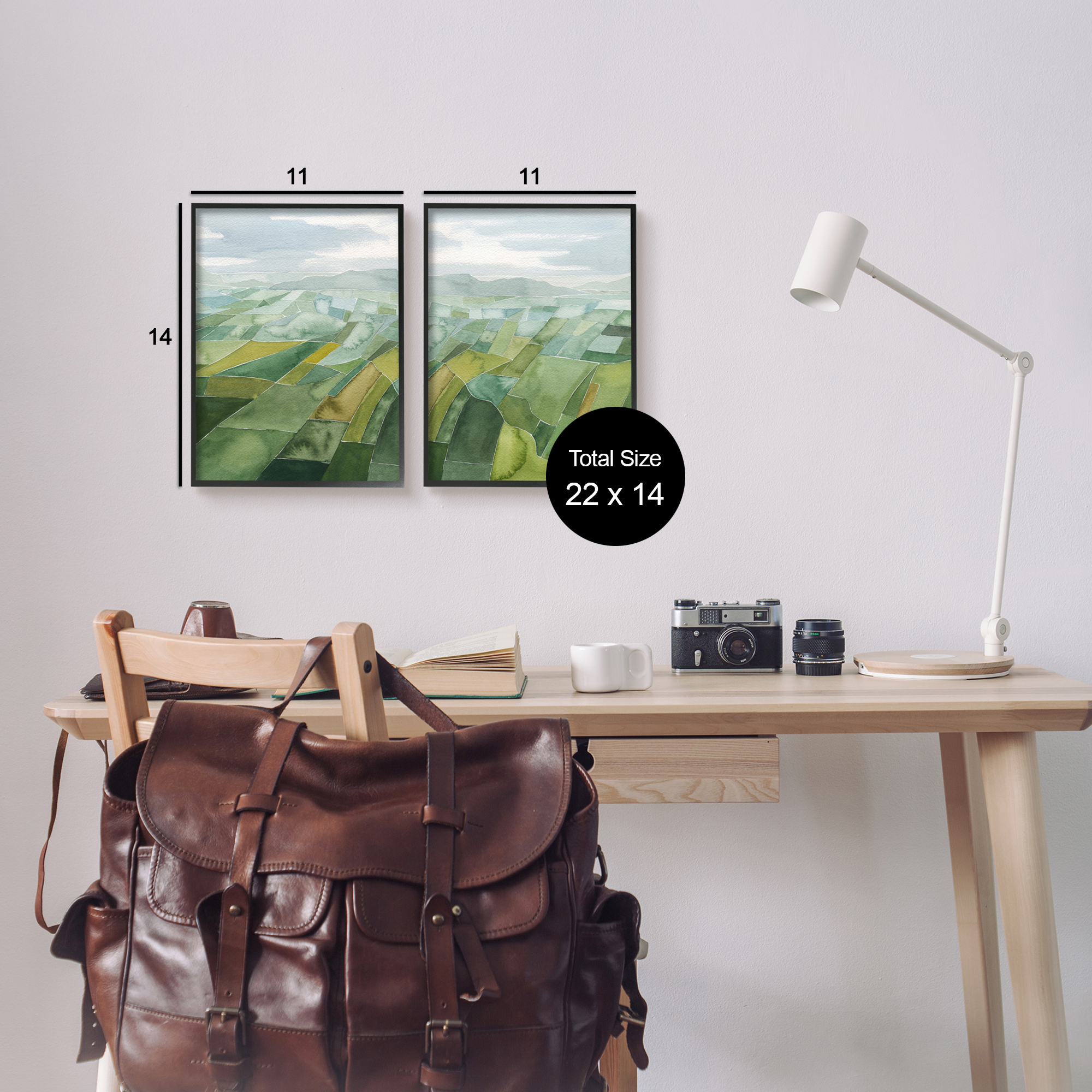 Stupell Industries Abstract Farmland Landscape Nature Painting Black Framed Art Print Wall Art, 11 x 14, Set of 2