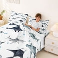 thumbnail image 3 of Feelyou Watercolor Shark Fish Ocean Queen Sheet Sets for Boys Girls, Sea Marine Wildlife Bed Set, Blue White, 4pcs, 3 of 5