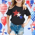 thumbnail image 2 of MIXUE Toddler Girls Tops & T-Shirts Summer Fourth Of July Independence Day Star Print Round Neck Short Sleeve Casual Party Tshirts Holiday Wear,Black,3-4 Years, 2 of 4
