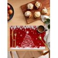 thumbnail image 2 of Placemats Set of 6, Cotton Linen Heat Table Mats Non-Slip Washable Merry Christmas Balls Red Pine Needles Snowflake Xmas Tree Placemat for Holiday Banquet Dining Kitchen Table Decor, 2 of 6