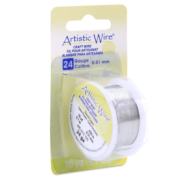 Alambre artístico Calibre 24 / 0,51 mm Alambre artesanal de cobre estañado resistente al deslustre Color plateado 10 yd / 9,1 m
