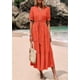 thumbnail image 3 of Vestido midi PRETTYGARDEN 2025 con cuello en V y manga corta con bolsillos, 3 of 9