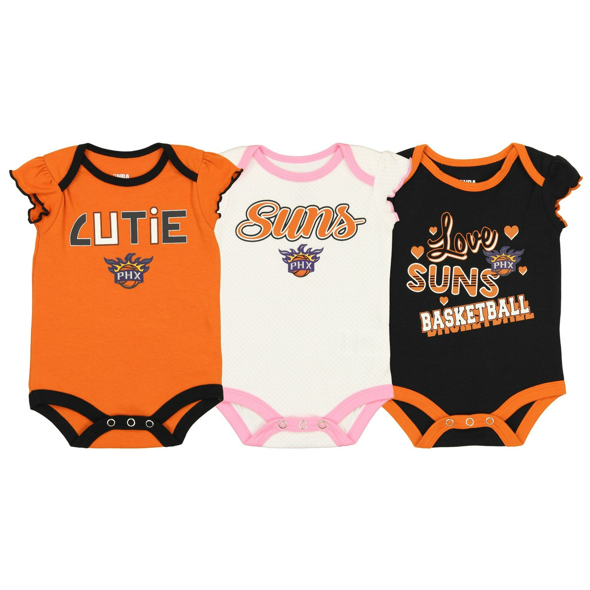 Outerstuff NBA Infant Girls Phoenix Suns Dribble Time 3 Pack Creeper Set 