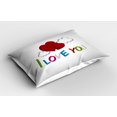 thumbnail image 2 of Ambesonne I Love You Pillow Sham 2 Pack, Letters Clouds Heart, 30"x20", Lime Green Magenta, 2 of 3