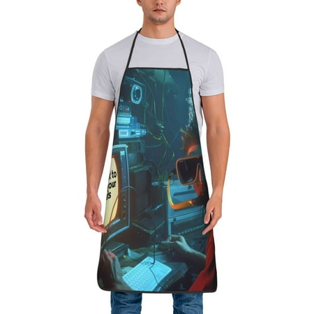 

Xecao Underwater Office Diver Print Funny BBQ Chef Aprons for Men Women Adjustable Kitchen Cooking Aprons with Pocket Waterproof Oil Proof No Pilling Fading