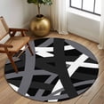thumbnail image 2 of Large Round Rug 8Ft Washable Non-Slip, Gray Black Geometric Circle Area Rugs for Living Room Bedroom, Modern Art Abstract Grey Line Indoor Floor Mats Carpet Runner for Home Decor, 2 of 8