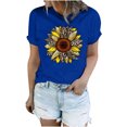 thumbnail image 1 of Hauts d'Été pour Femmes 2022 Manches Courtes Imprimé Mode Décontracté T-Shirts Tunique Col Rond Ample Blouses d'Entraînement, 1 of 3