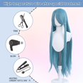thumbnail image 3 of Peluca UTIEHD para cosplay de anime, 100 cm de largo, color verde azulado, 3 of 6