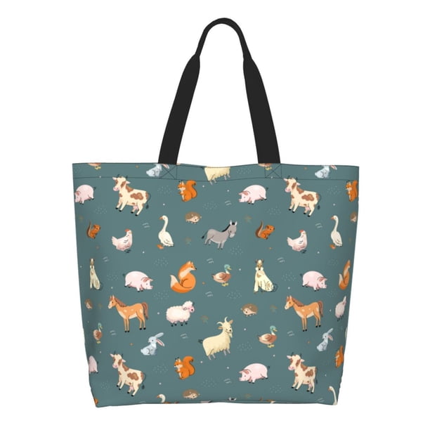 Disketp Farm Animal Bolsa Tote Estampada para Mujer, Bolso de Hombro y de Mano para Compras y Viajes