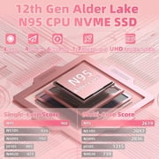 14 Rose Gold Laptop with 2.5K UHD (2560x1440) IPS Display, Celeron N95 CPU, DDR4 16G RAM, 512G SSD, Color Backlit KB, Fingerprint Reader,Thin and Portable, WIFI,