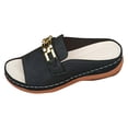 thumbnail image 4 of Rokment Classic Mules Orthopedic Dress Walking Sandals for Women 2026 Summer Fashion Casual Leather Open Toe Platform Wedge Low Heel Backless Slippers Black Size 7, 4 of 5