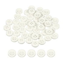 Uxcell 50pcs Sewing Button 11mm 4 Holes Resin Round Crafting Buttons, White