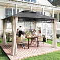 thumbnail image 2 of Outsunny Pavillon à Toit Rigide à Double Toit 10 Pieds x 12 Pieds avec Rideaux, Beige, 2 of 10