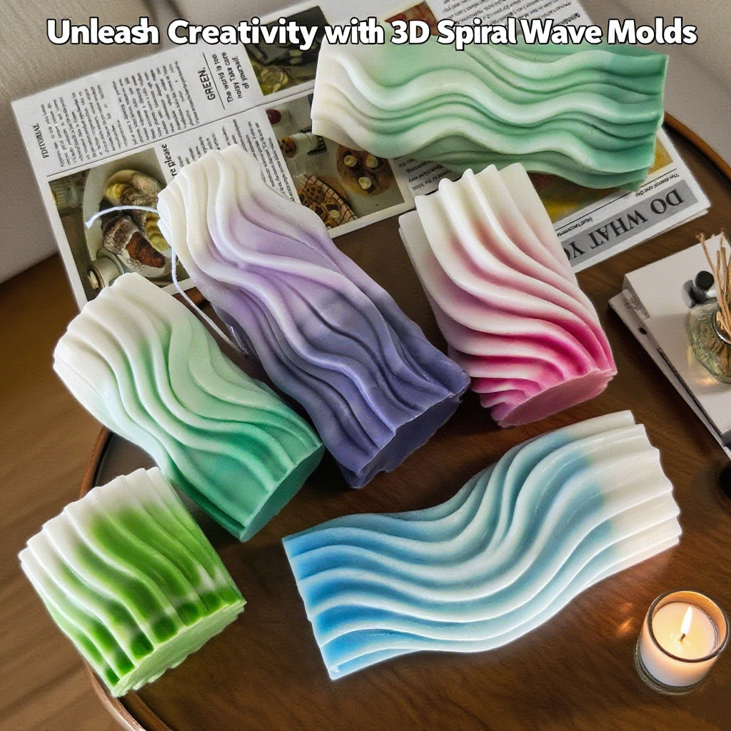 JDH 2PCS Streamlined Spiral Wave Silicone Molds 3D Candle Homemade Aromatherapy Casting Resin Molds for Polymer Clay Craft Soap Flower Specimen Home Decor
