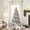 thumbnail image 4 of Dimedeal 4.5 FT Green Artificial Christmas Tree, Snow Flocked Xmas Tree with 400 Branch Tips, Metal Hinges & Foldable Base, 4 of 6
