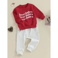 thumbnail image 3 of Bslissey Baby Boys Girls Pants Set Long Sleeve Letter Heart Embroidery Sweatshirt + Elastic Trousers 3M 6M 9M 12M 18M 24M Infant Toddler 2Pcs Valentine’s Day Outfits, 3 of 9
