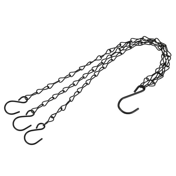 Uxcell 33cm Extension Link S Hooks Adjustable 3 Point Holders Hanging Chain Black 2 Pack