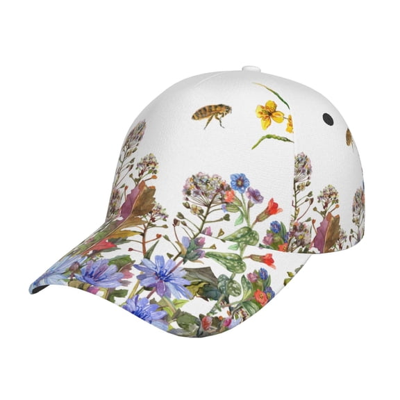 Picia Herbs and Wildflowers pattern Trucker Low Profile Hat Men Women Baseball Cap Dad Hat Adjustable Unconstructed Plain Cap