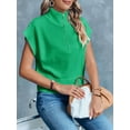 thumbnail image 4 of Womens Short Sleeve Cropped Knit Tops Half Zip Cap Sleeve Lightweight Oversized Sweater Vest, 4 of 5
