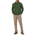 thumbnail image 2 of INSPIRE CHIC Men's Classic Solid Color Long Sleeves Basic Golf Polo T-Shirts S Green, 2 of 6