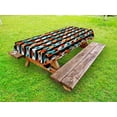 thumbnail image 1 of Modern Outdoor Tablecloth, Vector Contemporary Design Geometric Hexagonal Detailed Image, Decorative Washable Fabric Picnic Tablecloth, 58 X 104 Inches, White Salmon Turquoise and Black, by Ambesonne, 1 of 2