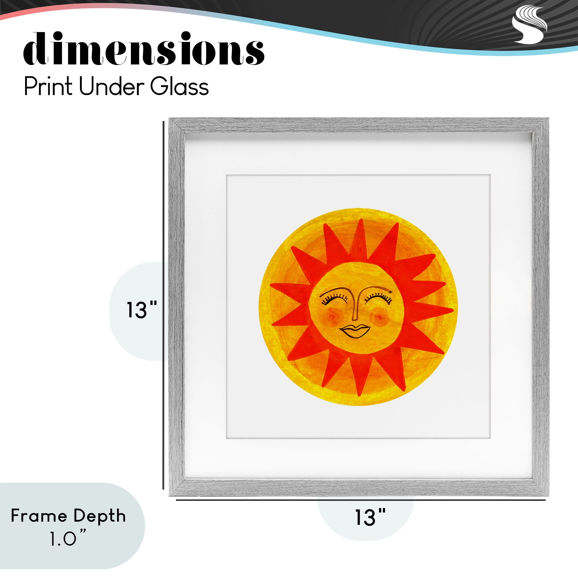 Stupell Industries Warm Fiery Sun Gray Framed Print Under Glass, design by Katherine Herrell Studio