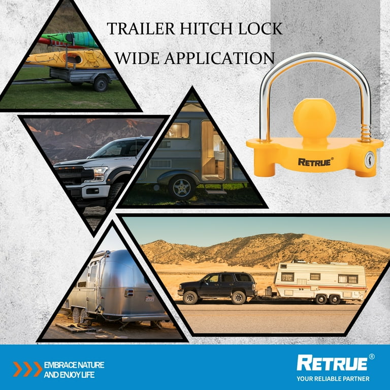 RETRUE Universal Coupler Lock Heavy-Duty Trailer Hitch Locks Ball Hitch Tow Hitch Lock For 1 7 8 Inch 2 Inch 2 5 16 Inch Couplers Grey